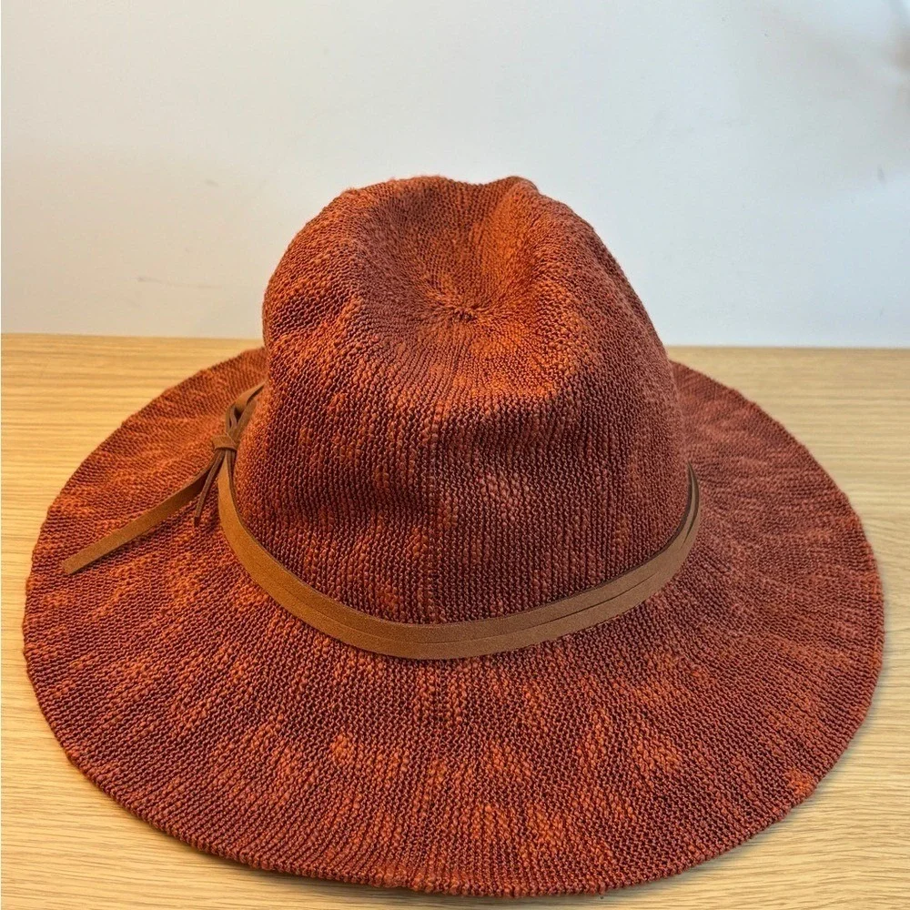 Treasure & Bond Hat‎ Fedora Rust Orange Knit Wide Brim One Size Boho 70s Style